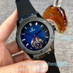 Replica Hublot Geneve Blue Dial With Rubber Strap Watch For Sale